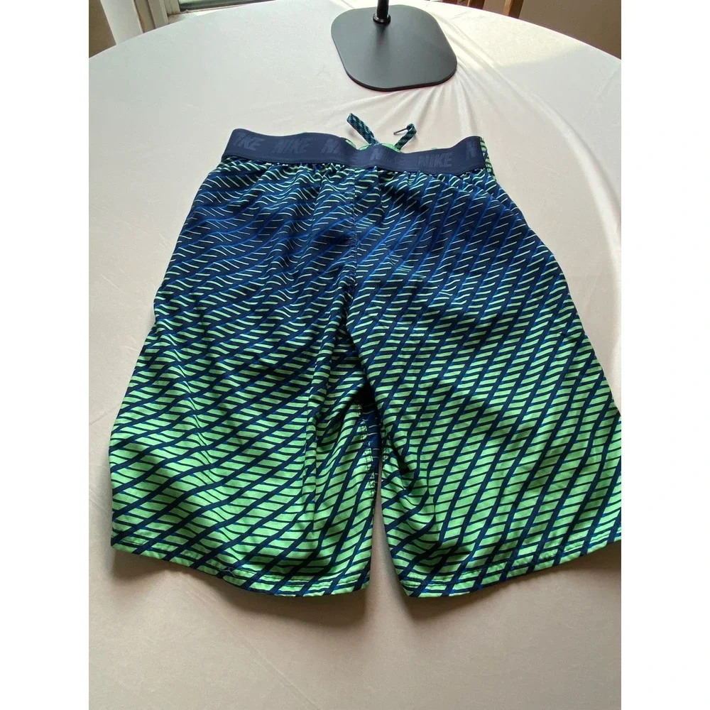 Nike Mens Swim Trunks Board Shorts Blue Green Geometric Stripe Size Small